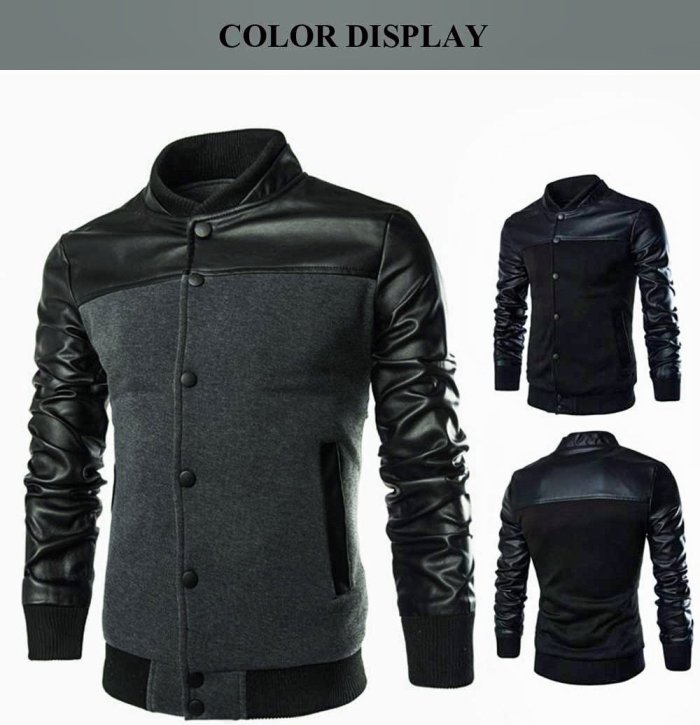Stylish Patchwork Design Slim Fit Stand Collar Jacket for Male 5118