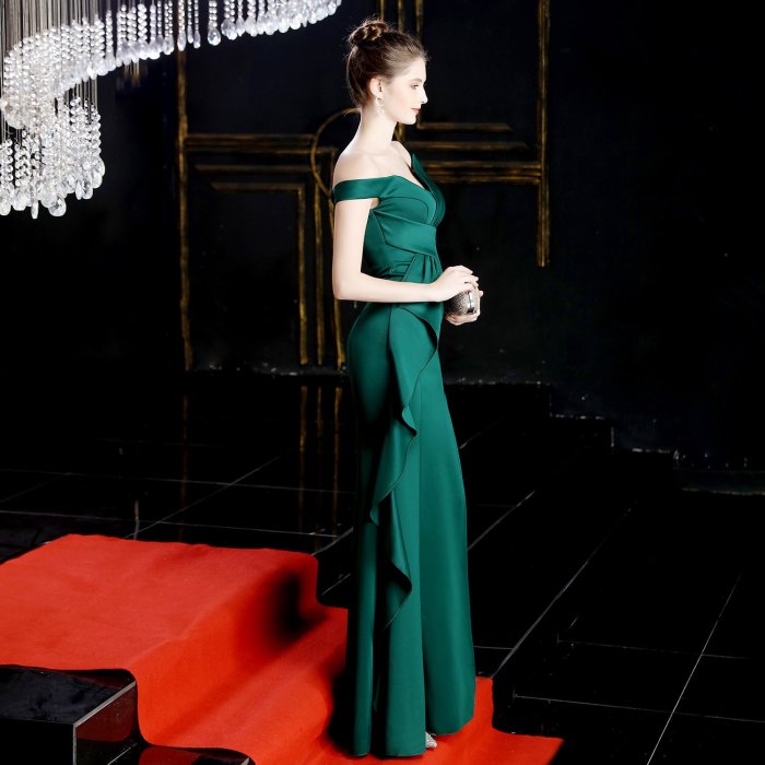 One word collar Formal Evening Dresses Pretty Mermaid evening Gowns noble Long Party Gowns fashion Sexy evening Dress