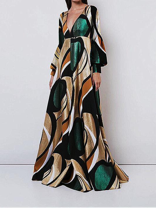 Elegant And Fashionable Print Maxi Dress