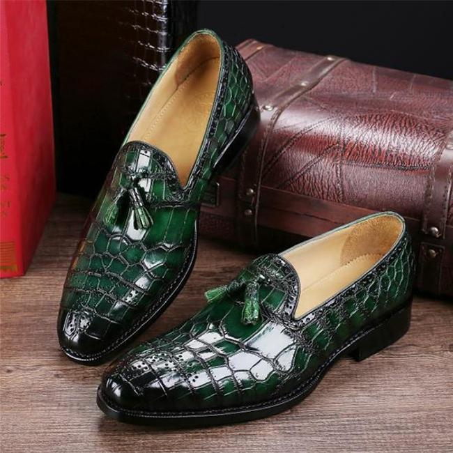 Classic Alligator Leather Tassel Comfortable Slip-On Loafers