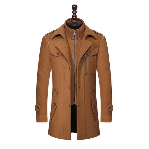 New Winter Wool Coat Slim Fit Jackets Fashion Outerwear Warm Man Casual Jacket Overcoat Pea Coat Plus Size M-XXXL