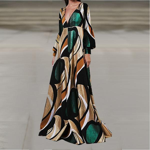 Elegant And Fashionable Print Maxi Dress