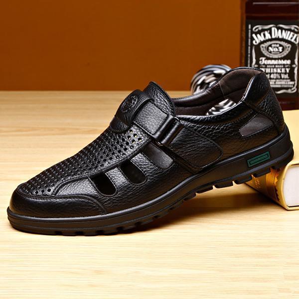Men Hollow Out Breathable Hook Loop Soft Casual Sandals