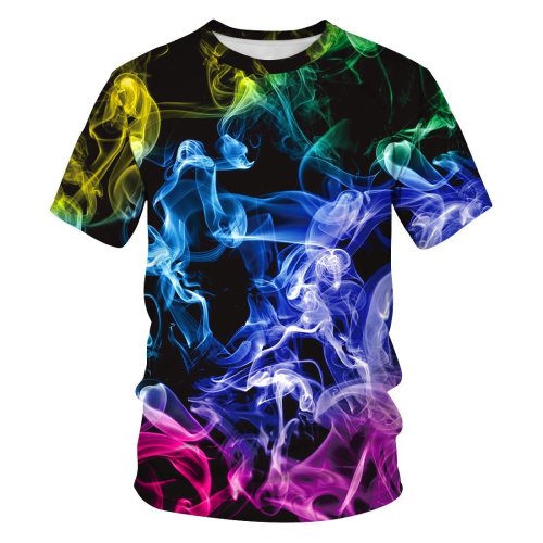 3D Smoke Printed Funny Men T-shirt Loose Casual Novelty Short Sleeve Tees Top