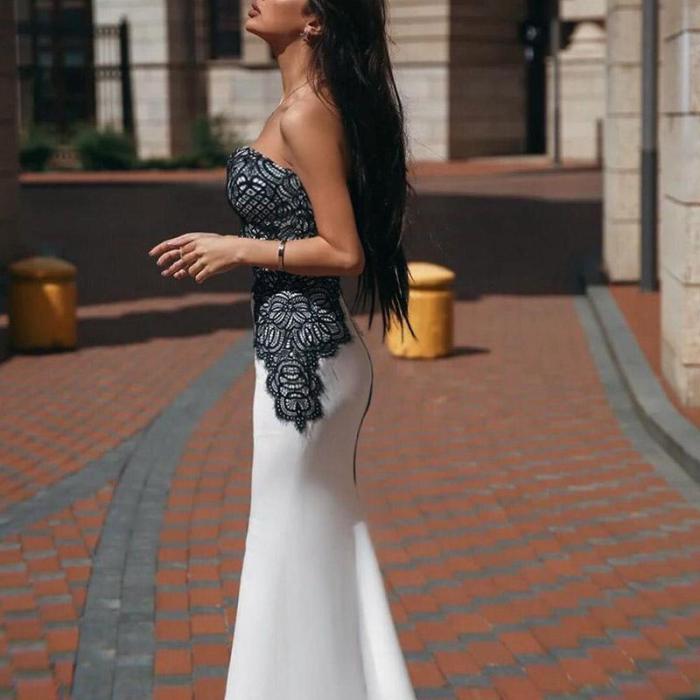 Fashion Sexy One Shoulder Tube Top Fishtail Evening Dress