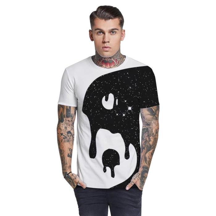 3D Gossip Yin Yang Printed Funny Men T-shirt Loose Casual Novelty Short Sleeve Tees Top