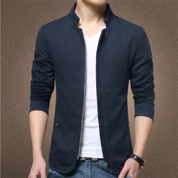 Gentle Stylish Casual Slim Plain Zipper Long Sleeve Jacket Outerwear