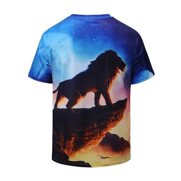 V-neck Creative Lion 3D Printed T-shirt