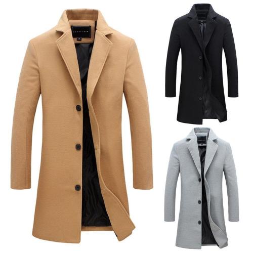 2020 New Fashion Winter Men's Solid Color Trench Coat Warm Long Jacket Single Breasted Overcoat Casual Fashion Thicker Overcoat