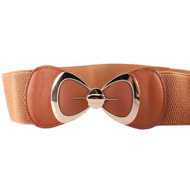 Hot sale women Butterfly Bow bowknot buckle waistband wide elastic stretch waist belt for women dress accessor     70#1810022510