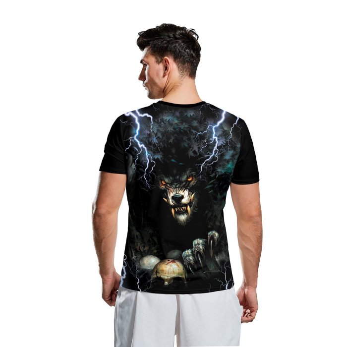 3D Wolf Print Short Sleeve Halloween T-shirt