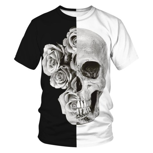 3D Skull Printed Funny Men T-shirt Loose Casual Novelty Short Sleeve Tees Top