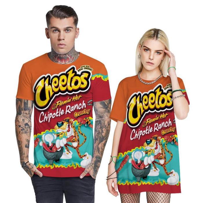 3D Cheetos Printed Funny Men T-shirt Loose Casual Novelty Short Sleeve Tees Top