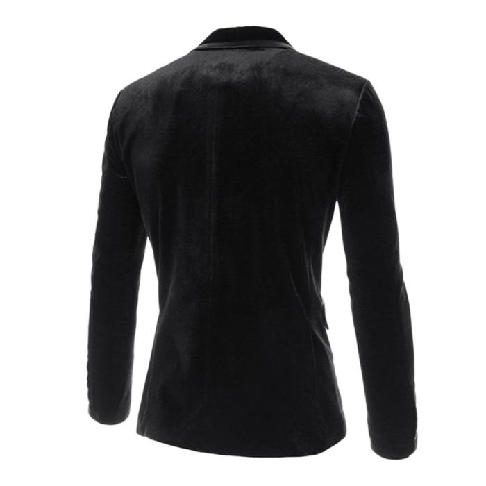 Fashion Lapel Pocket Edging Design Slimming Long Sleeve Corduroy Blazer For Men 8403