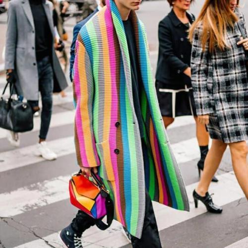 Fashion Individuality Multicolor Mid-Length Sweater Coat