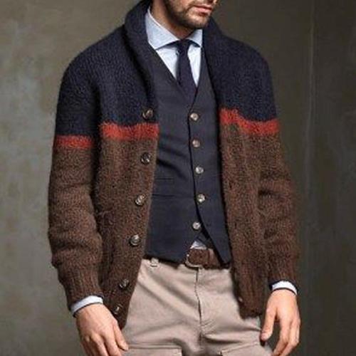 Casual Color matching Men's Cardigan