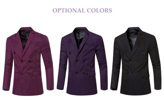 Simple Design Solid Color Pocket Decoration Double-breasted Male Suit Jacket 2570