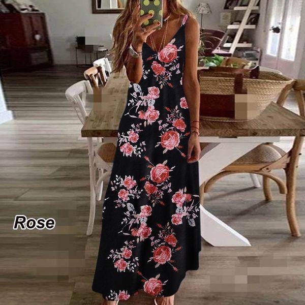 Woman Summer Sexy Boho Camis Floral Maxi Dress Plus Sizes  Woman's Casual Dresses