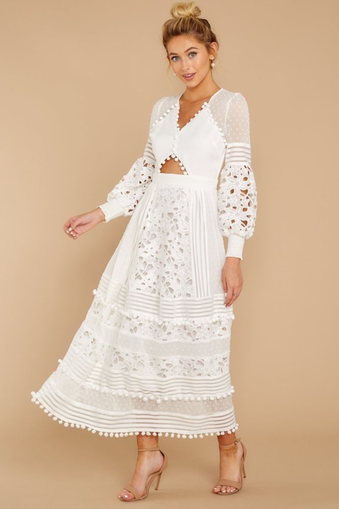 All For Hope White Lace Maxi Dress