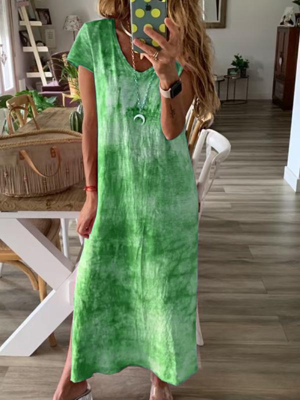 Spring Summer Woman Dresses V-Neck Print Ankle-Length Boho Beach Style Casual Long Dress Woman Dress