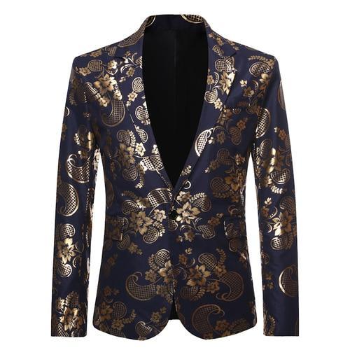 Mens Blazers Casual Suits Men's Four Seasons Gold-plated Single-button Suit Wedding Dress