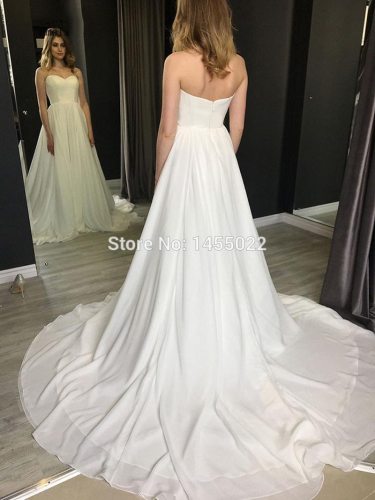 Eightale Beach Wedding Dresses 2020 Sweetheart Chiffon Custom Made Backless White Ivory Wedding Gowns Princess Bridal Dresses