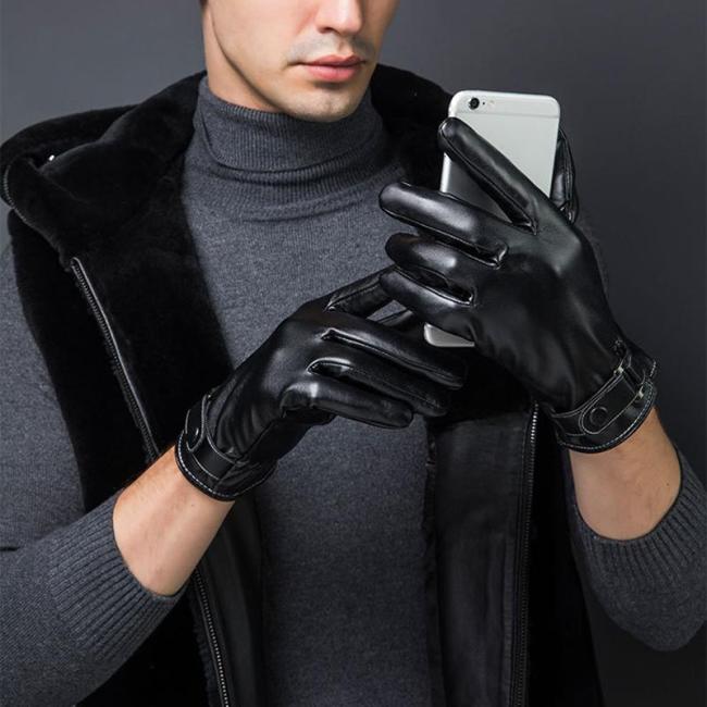 Brief Men Touch Screen Warm Driving Plain Gloves