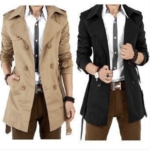 Fashion Lapel Collar Plain Button Jacket Long Coat