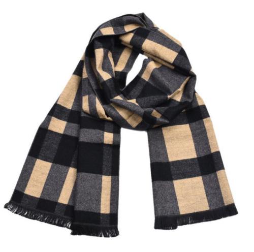 Autumn and winter color woven plaid thickening men's scarf