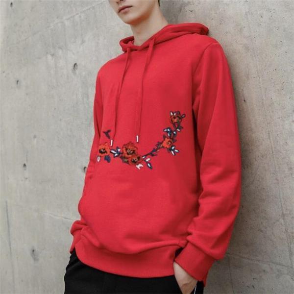 Casual Fashion Loose Embroidery Long Sleeve Men Hoodie