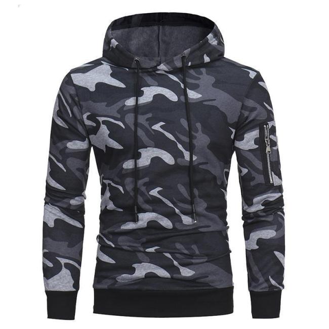 Fashion Slim Camouflage Printed Hoodie With Hat
