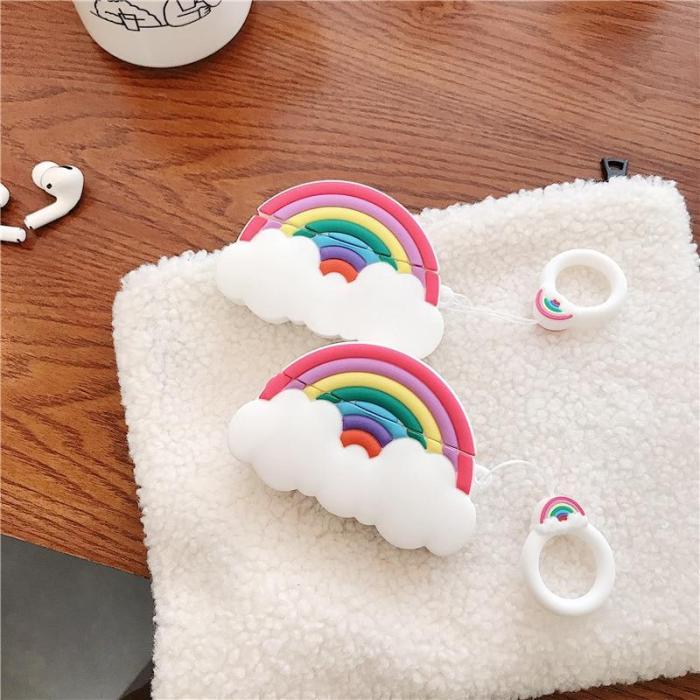 Kwaii Cartoon Rainbow AirPods Pro Case Silicone Shockproof Cover