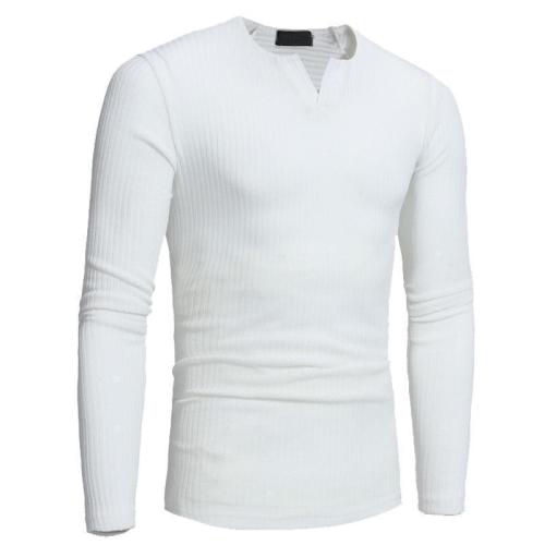 New Fashion Slim Fit Solid Color V-Neck  Casual Elastic Pullovers Sweater