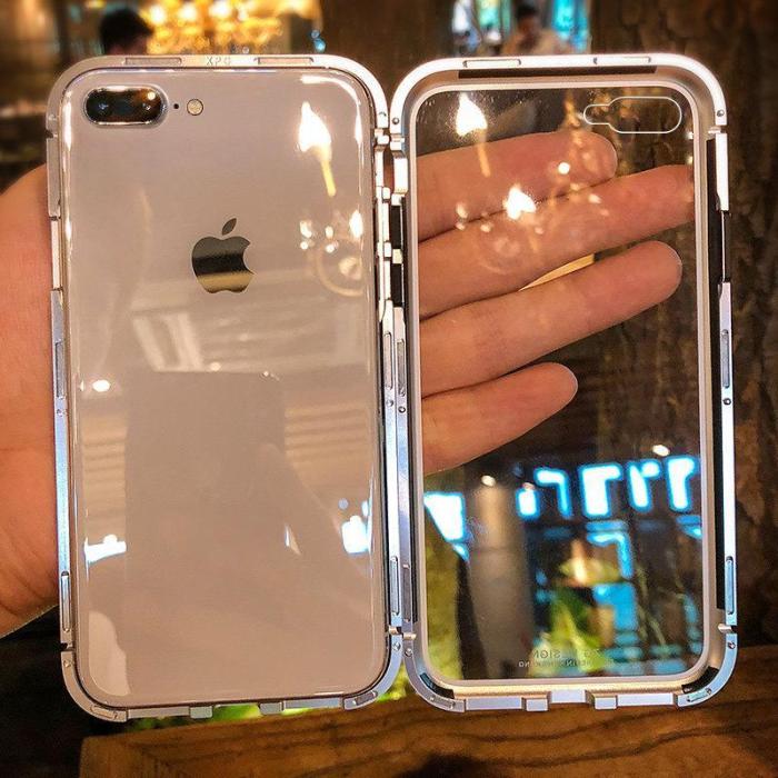 Metal Bumper Cases Magnetic Adsorption Transparent Armor Case for iphone
