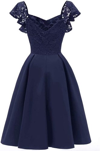 Women Lace Bridesmaid Cocktail Party Prom Midi Dress