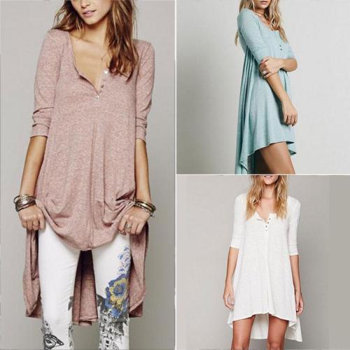 Button Loose Casual Dress
