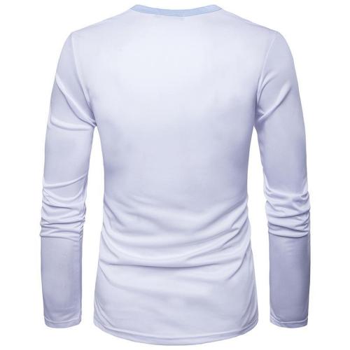 Fake Two-piece 3D Printed Long Sleeve Round Neck T-shirt
