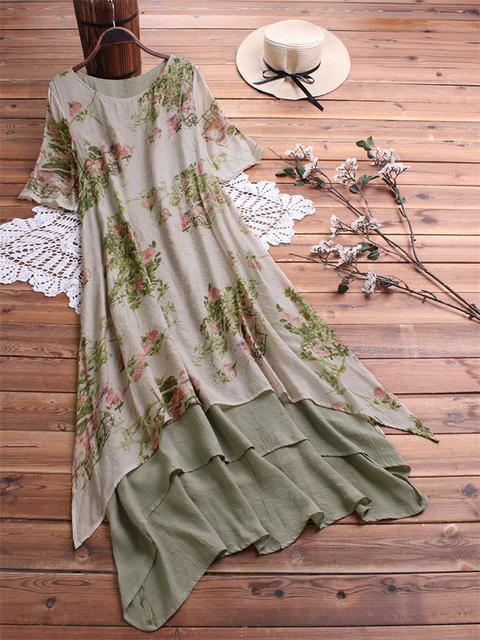 Double layered Floral Print Maxi Dress