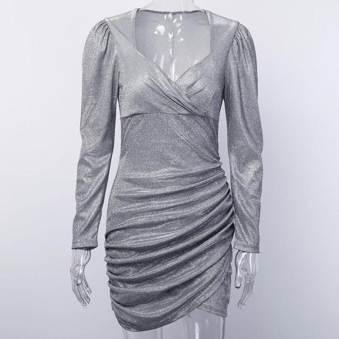 Ladies Fashion V-neck Slim Dress