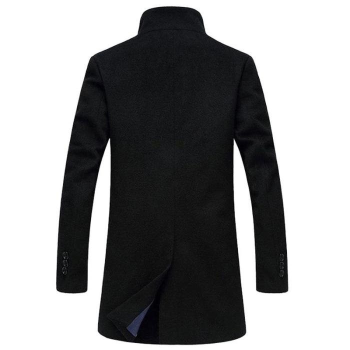 Men's Solid 3 Buttons Single Breasted Wool Winter Coats for Men Medium Long Jackets Man's Slim fit Peacoat 2018 Male Trench