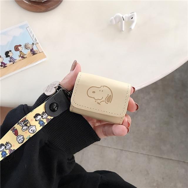 Snoopy PU Leather AirPods Pro Case Shock Proof Cover