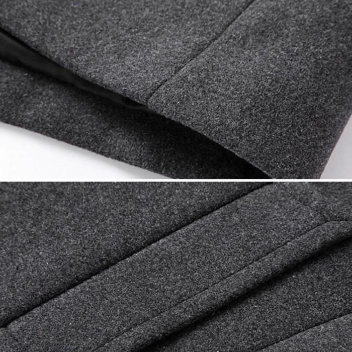 Thickened Men Coats Jackets Winter Warm Solid Color Woolen Trench Blends Slim Long Coat men trench coat single breasted design