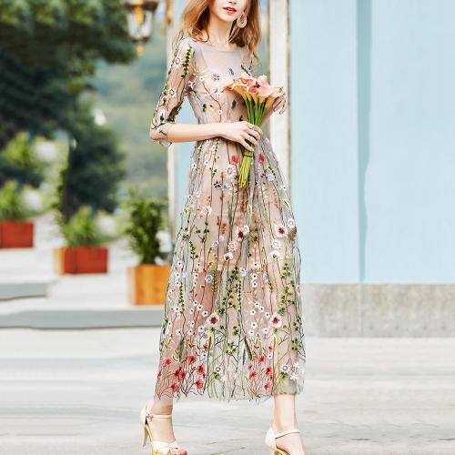 Vacation  Retro Embroidery Long Dress