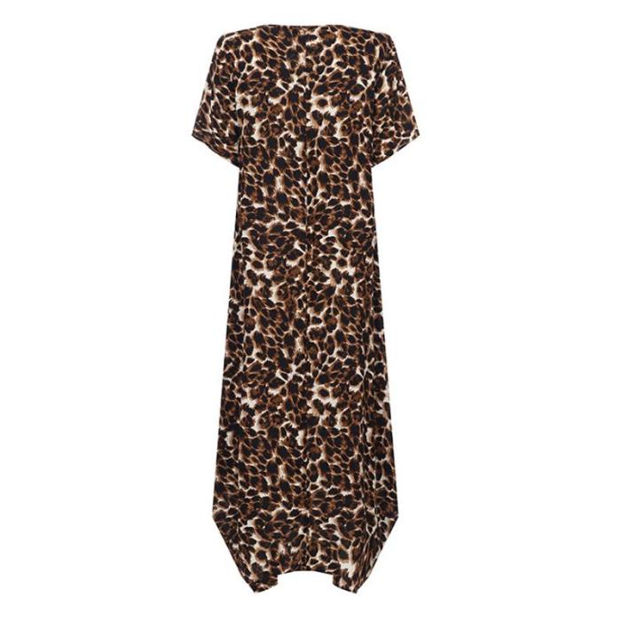 Leopard Dress 2020 Summer Robe Irregular Hem Loose Maxi Dress