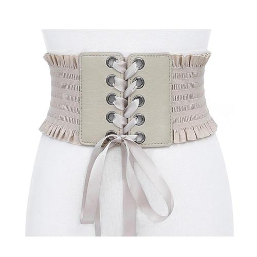 Women Ladies Fashion Stretch Belt Tassels Elastic Buckle Wide Dress Corset Waistband