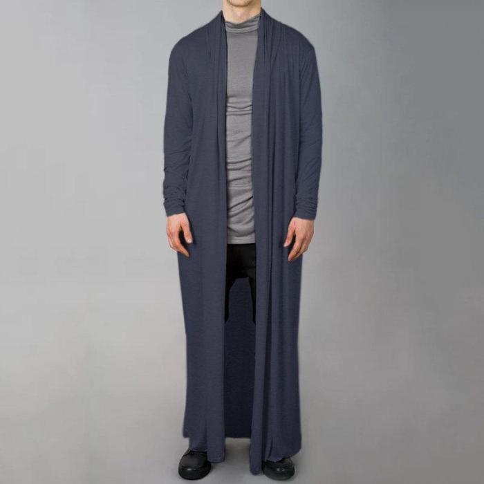 Comfortable and simple long men's cardigan