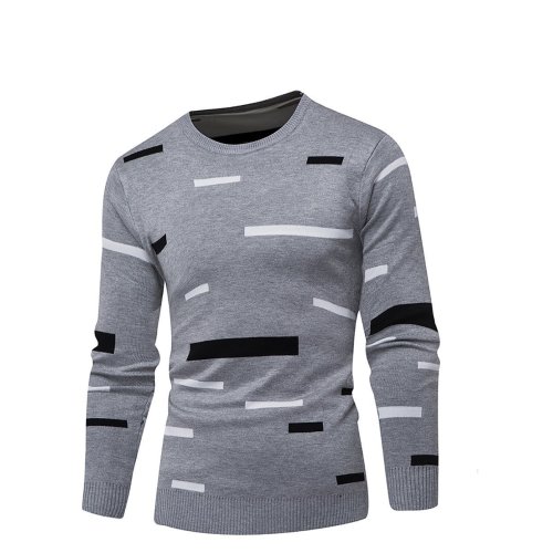 Casual Mens Round Collar Long Sleeve Sweater
