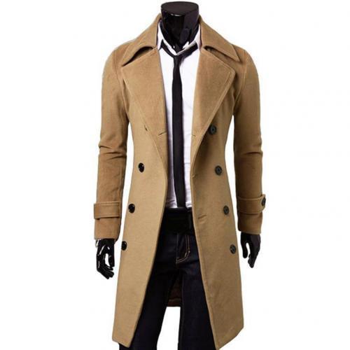 Fashion Coat Men Wool Coat Winter Warm Solid Long Trench Jacket Breasted Business Casual Overcoat Parka пальто мужское