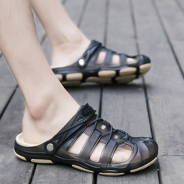 Mens Breathable Hollow Out Jelly Shoes Outdoor Summer Sandals