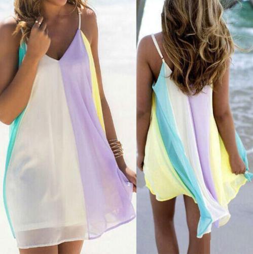 Chiffon Rainbow Vacation Dress